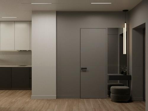 Современный проект квартиры - студии 28 м 2. строгий монохромный интерьер для девушки - студентки. 08