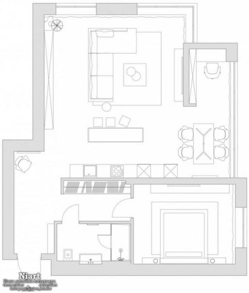 Стильный дизайн квартиры в белых тонах. 09