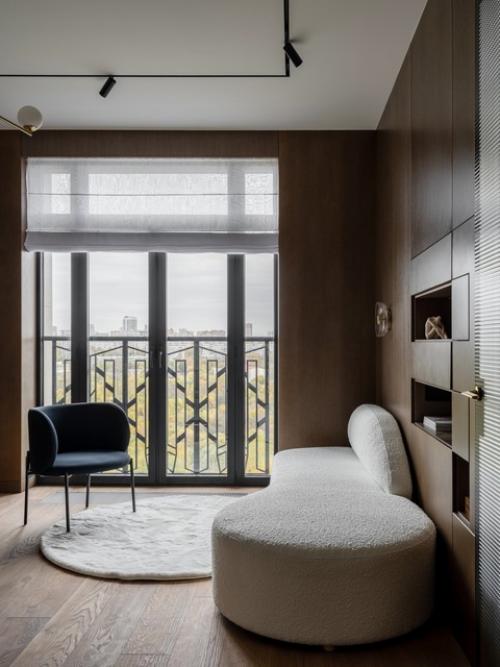 Благородный интерьер 1-комнатной квартиры 43, 5 м 2 в ЖК Spires в Москве. 05