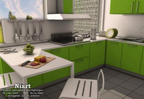 Уютные и стильные кухни в зеленых тонах. 09