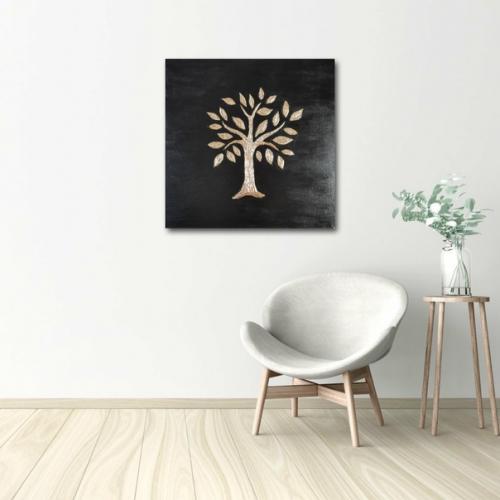 Рельефная интерьерная картина золотое дерево. 04