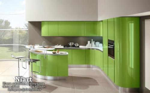 Уютные и стильные кухни в зеленых тонах. 05