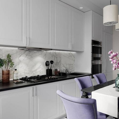 Идея дизайна маленькой и узкой кухни. 02