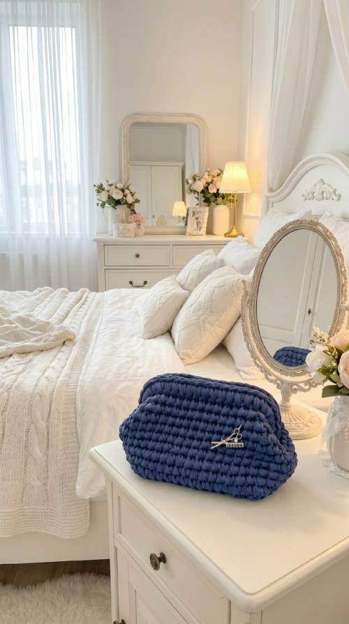 Вязаная косметичка - душевный подарок и украшение интерьера.

