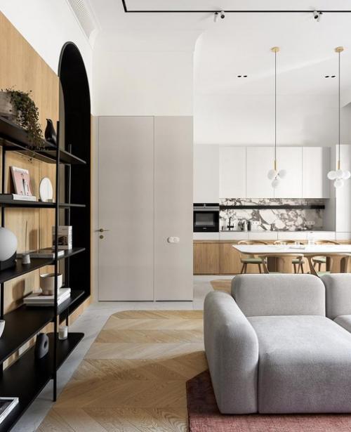 Интерьер квартиры в светлой цветовой гамме, в скандинавском стиле от Bureau Slovo. 03