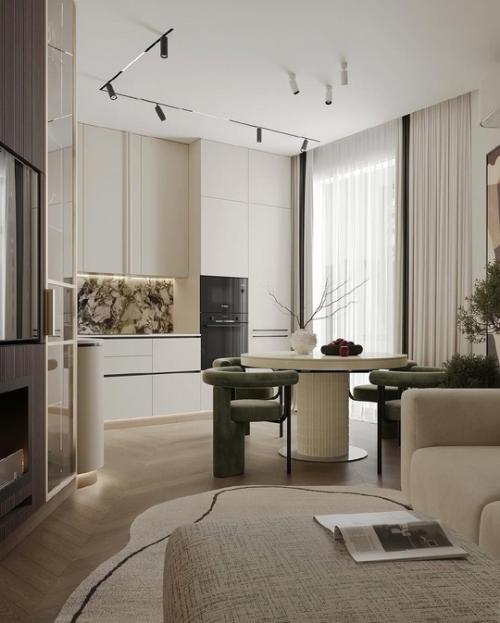 Интерьер кухни - гостиной в ЖК столичный. 01