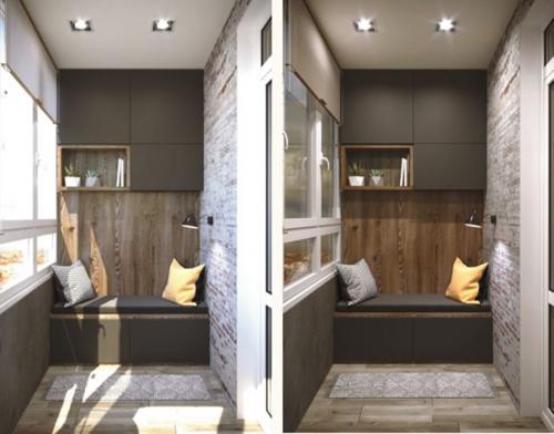 Темный лофт - интерьер квартиры - студии площадью 38. 05