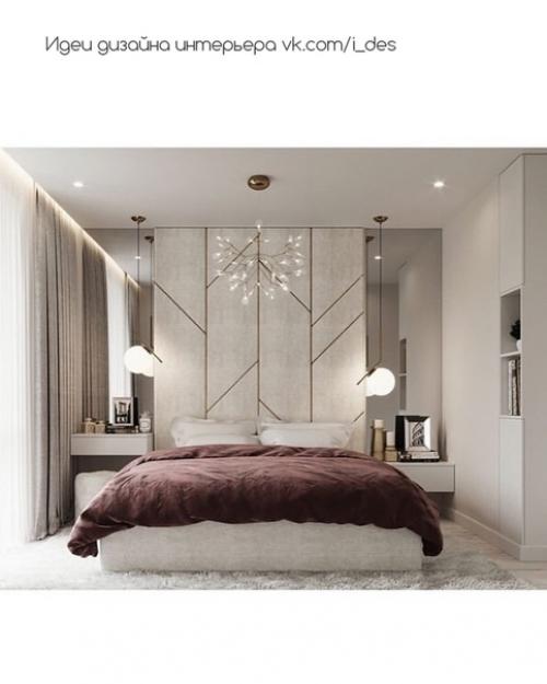 Приятный дизайн спальни в спокойной цветовой гамме. 03