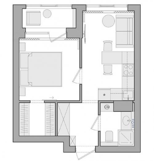 Проект однокомнатной квартиры + планировка. 09