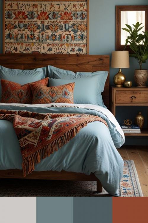 Серо-голубой и терракотовый в интерьере - это дуэт прохлады и тепла, который создаёт удивительно гармоничное и благородное настроение. 04