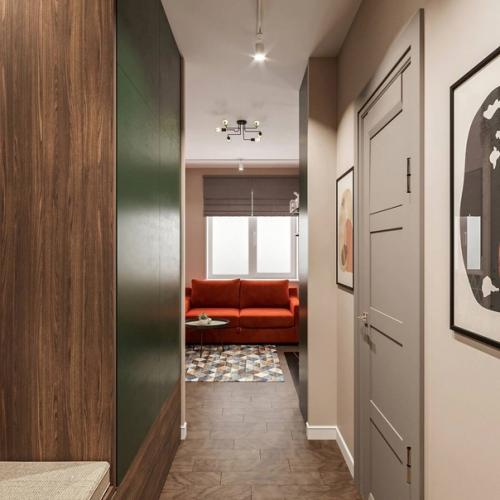 Красочный интерьер квартиры в природных оттенках, площадью 23 кв. 08