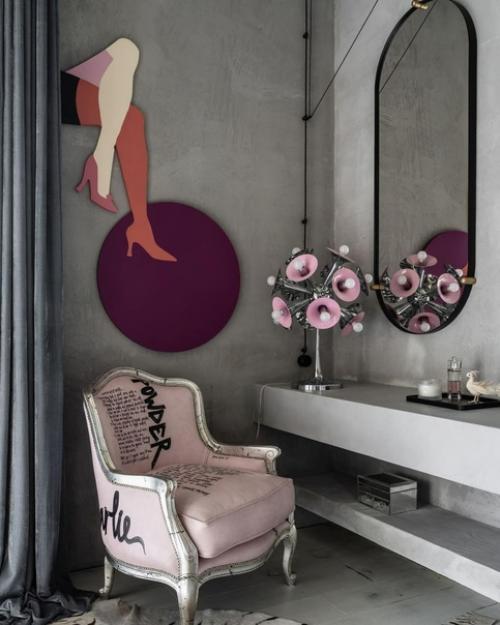 Серый - прекрасная база для самого броского декора. 03