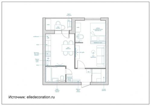 Однокомнатная квартира с интересным зонированием и ярким интерьером. 09 Однокомнатная квартира с интересным зонированием и ярким интерьером. 09