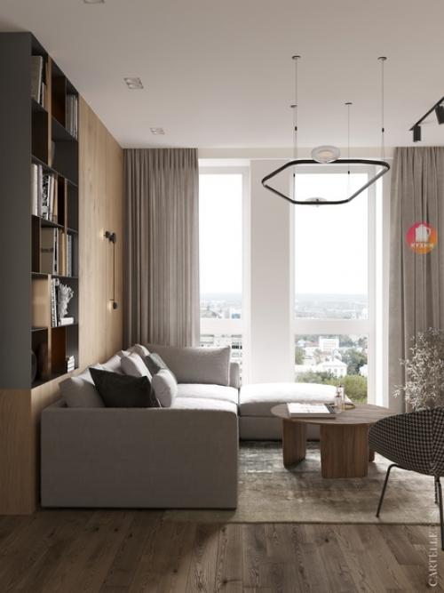 Отличный современный и функциональный интерьер кухни - гостиной. 07