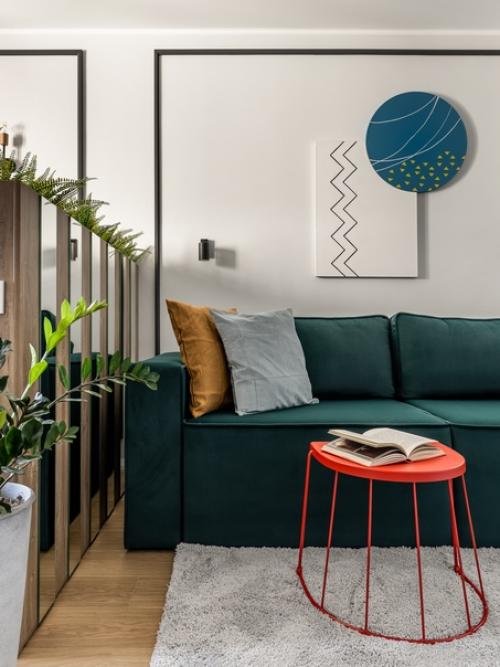 Однокомнатная квартира с интересным зонированием и ярким интерьером. 01 Однокомнатная квартира с интересным зонированием и ярким интерьером. 01