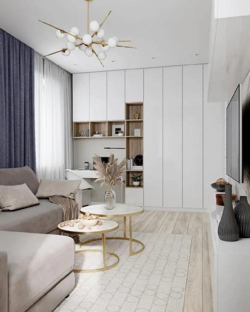 Наглядный пример практичной и современной организации пространства, красивого сочетания цветов и материалов. 02