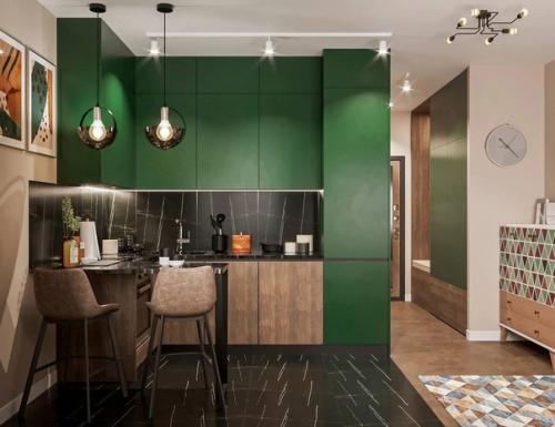 Красочный интерьер квартиры в природных оттенках, площадью 23 кв. 01