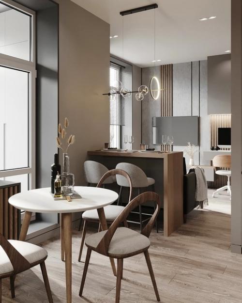 Дизайн - проект небольшой студии без ярких акцентов в нейтральных тонах. 01