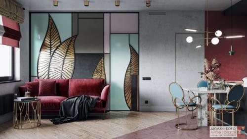 Гостиная и кухня в проекте клюква. 06