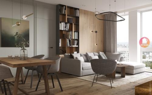 Отличный современный и функциональный интерьер кухни - гостиной. 02