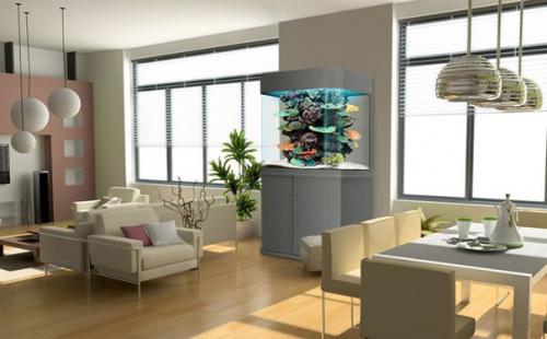 Аквариум в интерьере гостиной. 01