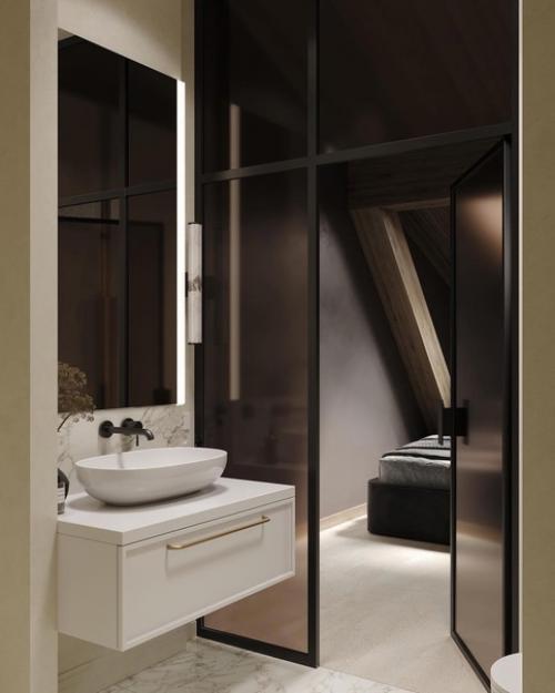 Мастер - ванная в двухэтажной квартире с мансардой получилась очень светлой и изящной. 04