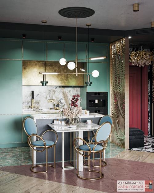 Гостиная и кухня в проекте клюква. 03