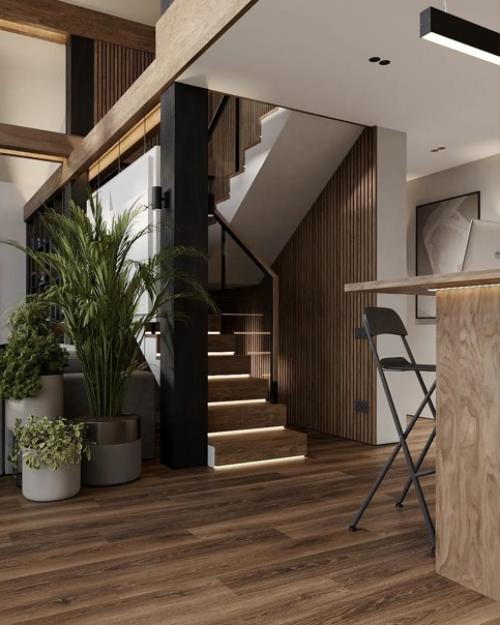 Интерьер в загородном доме, который впечатляет своей строгостью и стилем. 05