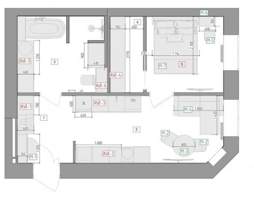 Проект однокомнатной квартиры 38 м 2 на Маяковского в Санкт-петербурге. 09