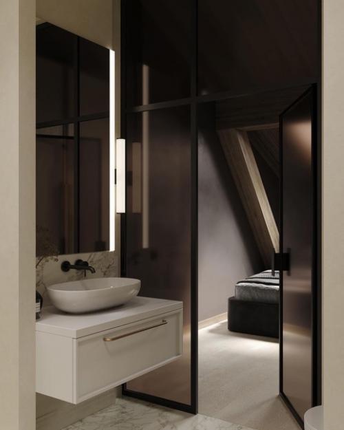 Мастер - ванная в двухэтажной квартире с мансардой получилась очень светлой и изящной. 03