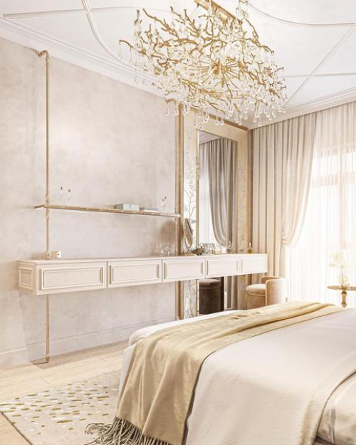 Светлая спальня для ценителей винтажа, разнообразия фактур и ручной работы. 02