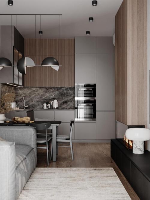 Красивый интерьер. Современной кухни - гостиной. 02