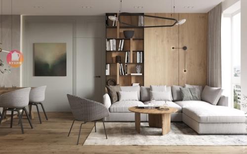 Отличный современный и функциональный интерьер кухни - гостиной. 01