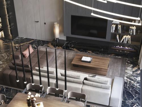 Интерьер кухни - гостиной. 01