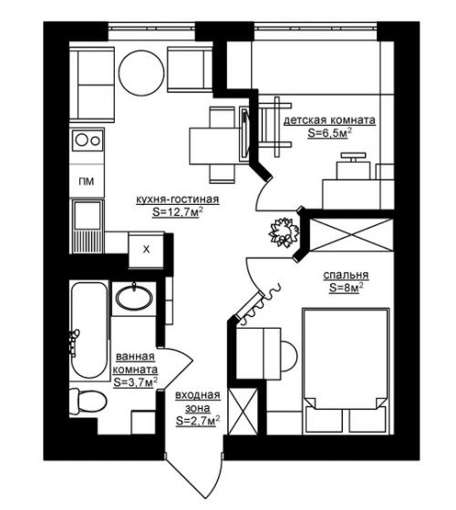 Маленькая двушка из однокомнатной квартиры. 01