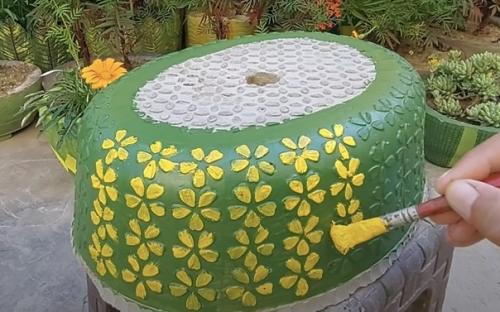 Красивый декор с помощью старого тазика. 07