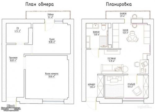 Дизайн однокомнатной квартиры-распашонки. 09