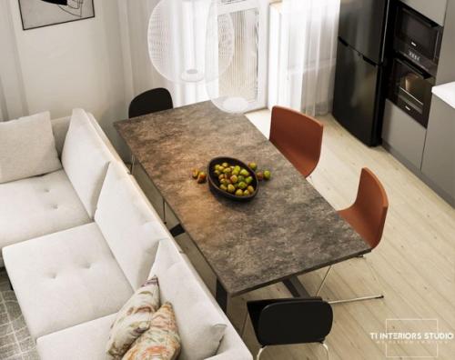 Интерьер кухни. Соединенной с гостиной. 03