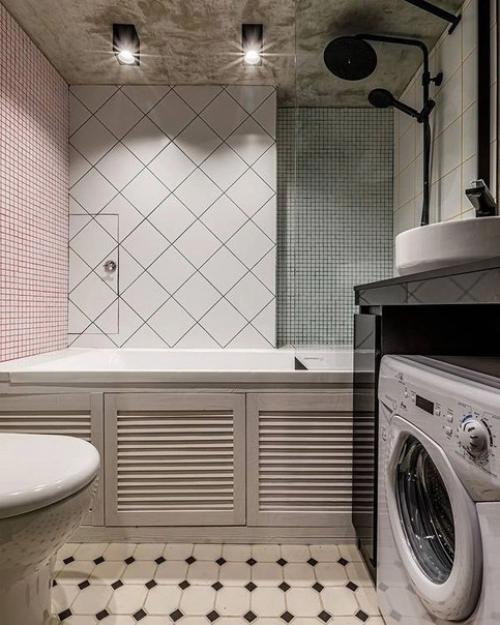 Комфортный интерьер маленькой студии с высокими потолками, что позволило оформить антресольный этаж и обустроить там спальню. 05