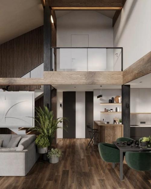 Интерьер в загородном доме, который впечатляет своей строгостью и стилем. 04