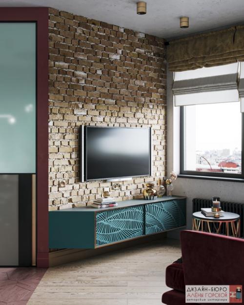 Гостиная и кухня в проекте клюква. 07