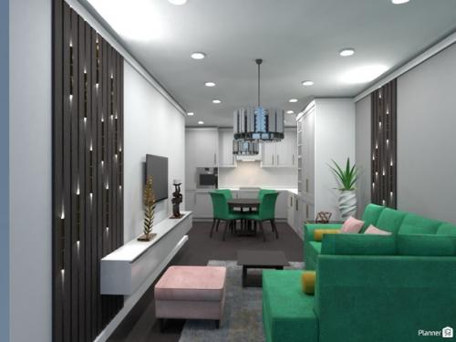 Несколько вариантов проекта кухни - гостиной в Москве. 02