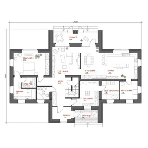 Эскизный проект загородного коттеджа. 05