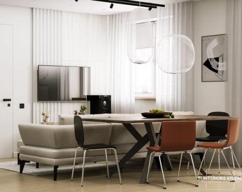 Интерьер кухни. Соединенной с гостиной. 02