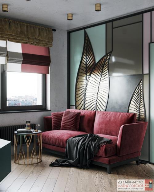 Гостиная и кухня в проекте клюква. 01