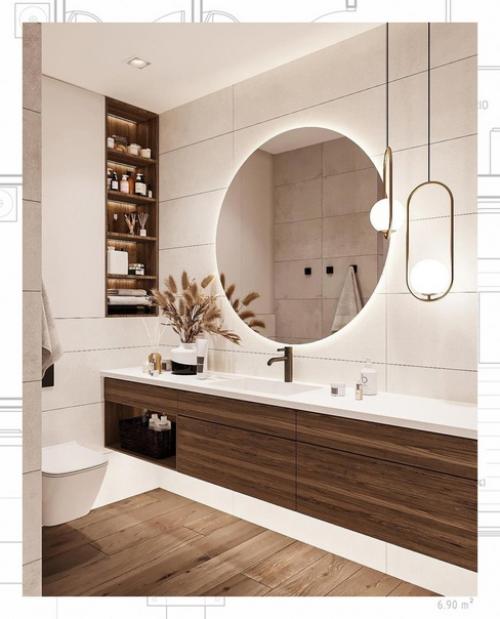 Коричневый цвет является одним из лучших вариантов для дизайна интерьера ванной комнаты по нескольким причинам: 04