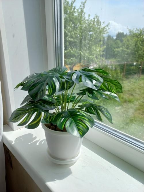 Монстера в кашпо декоративная искусственная. 06