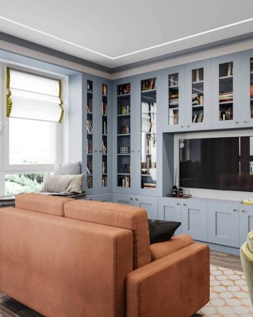 Баланс цвета, яркости и в тоже время уюта и тепла в интерьере кухни и гостиной. 06