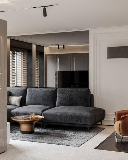 Кухня - гостиная с декоративной штукатуркой, имеет оригинальный дизайн и привлекательный внешний вид. 04