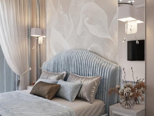 Красивый нежный интерьер спальни от студии Дениса серова. 03